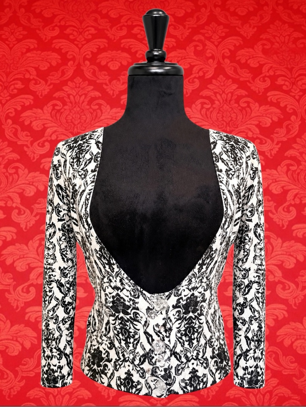 Vintage dELiA*s 90s Y2K Goth Whimsigoth Grunge Dark Academia Damask Cardigan M